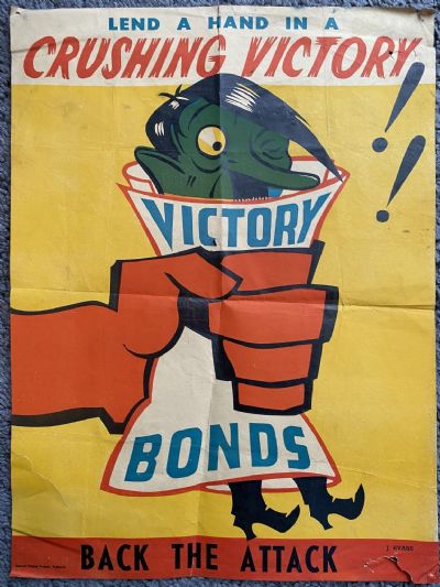 VINTAGE POSTER: Victory Bonds - Lend a Hand in a Crushing Victory