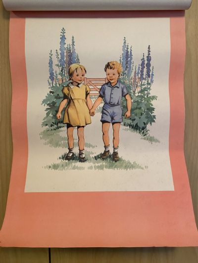 VINTAGE POSTERS: The First Book of Janet and John Pictures 1950s