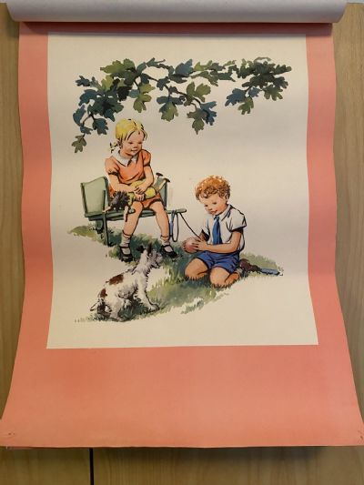 VINTAGE POSTERS: The First Book of Janet and John Pictures 1950s