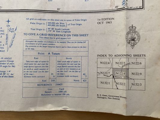 VINTAGE MAP: 'TOTEM' / Waiouru Military Camp 1965