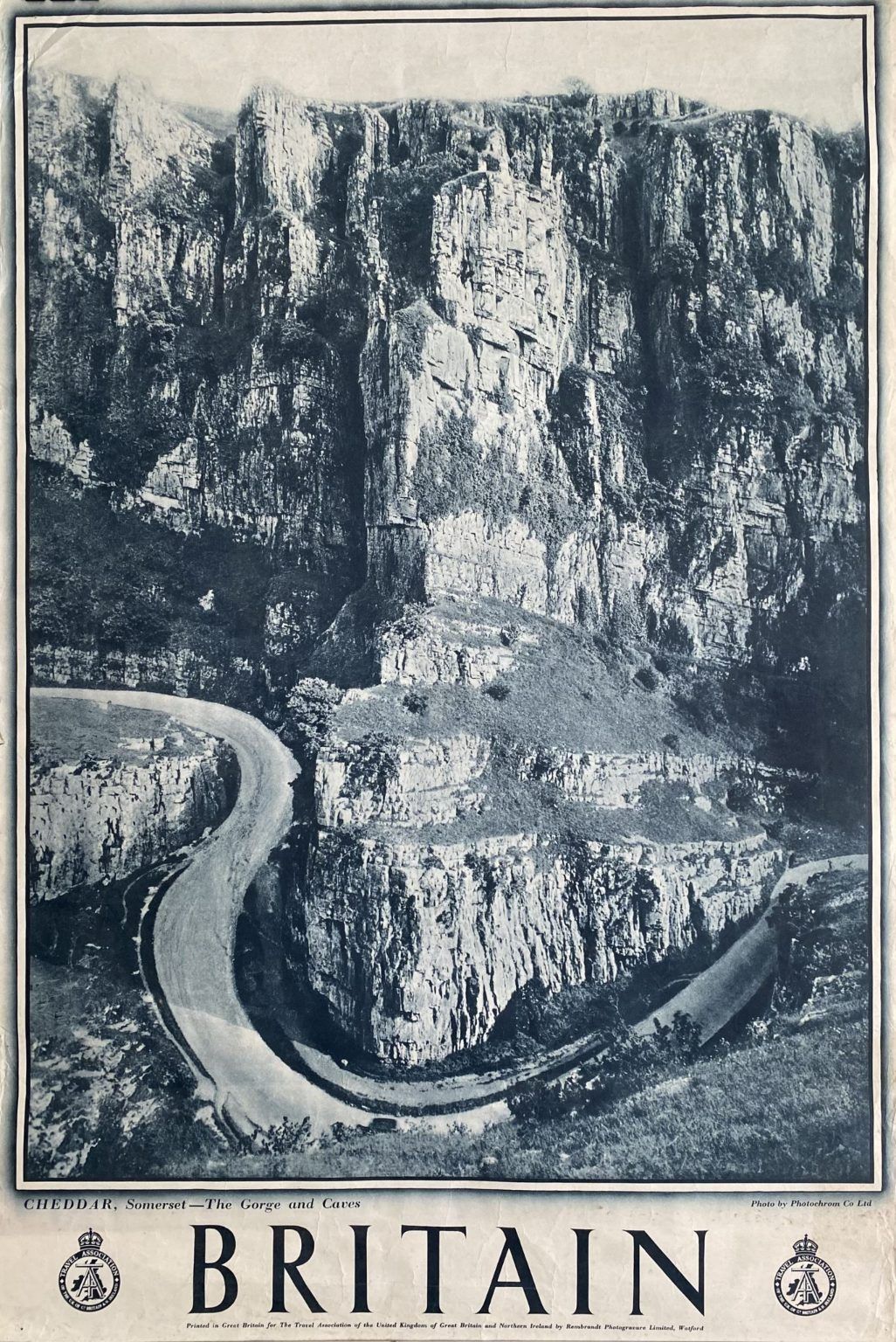 VINTAGE POSTER: BRITAIN - The Gorge and Caves of Somerset