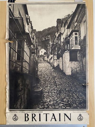 VINTAGE POSTER: BRITAIN - A Village Street, Devonshire