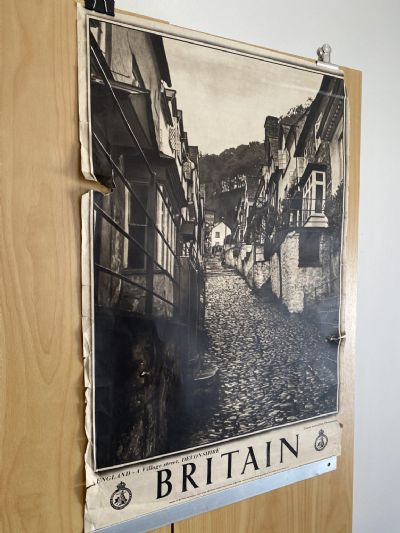 VINTAGE POSTER: BRITAIN - A Village Street, Devonshire