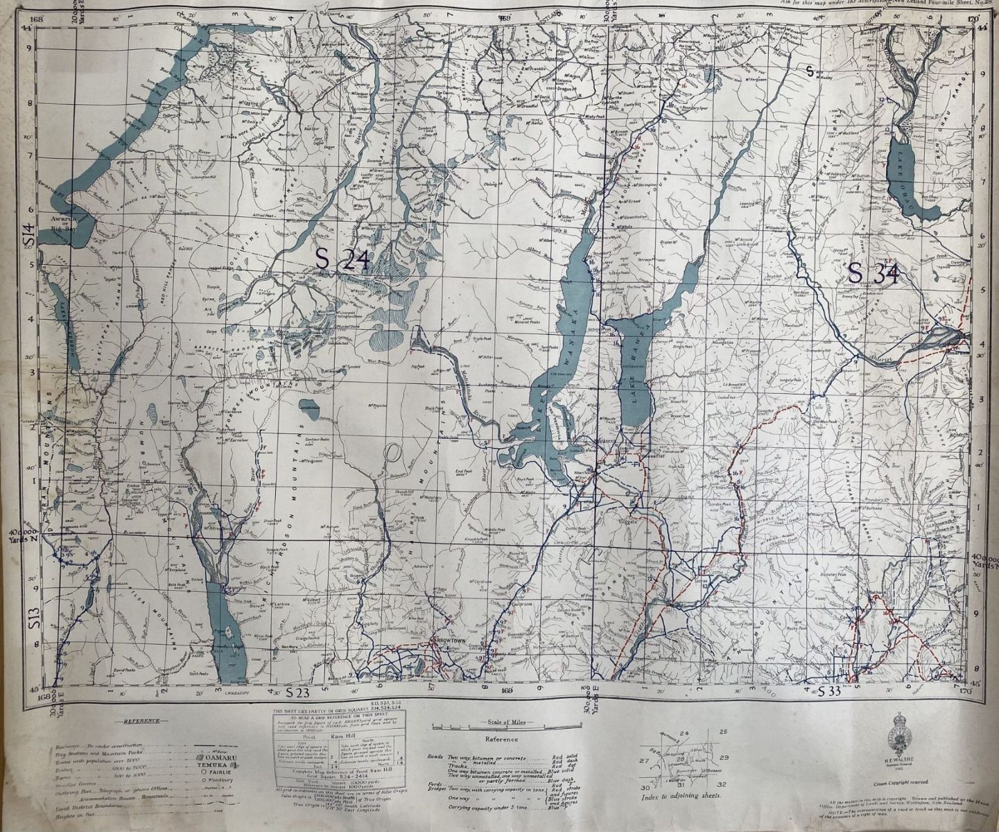 VINTAGE MAP: Point Ram Hill - Grid Square S34 - 2414