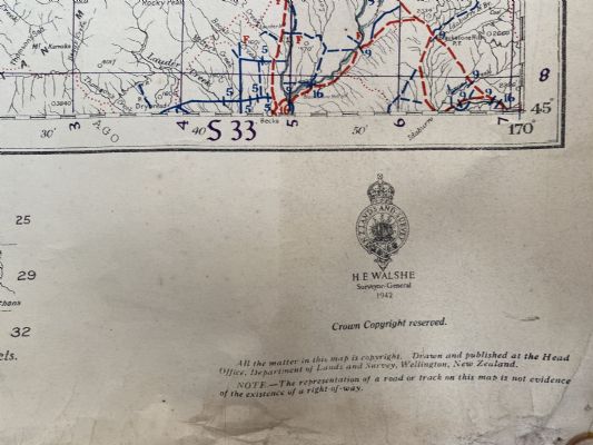 VINTAGE MAP: Point Ram Hill - Grid Square S34 - 2414