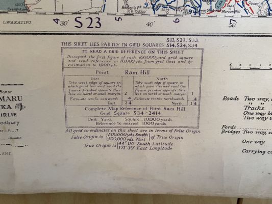 VINTAGE MAP: Point Ram Hill - Grid Square S34 - 2414
