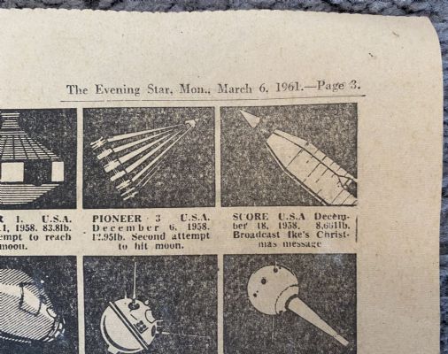 VINTAGE NEWSPAPER ARTICLE: Satellites into Orbit , 6th March 1961