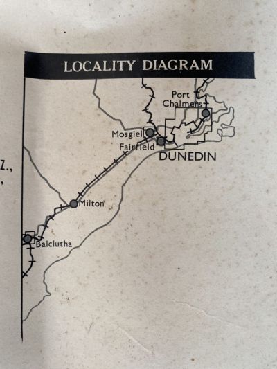 VINTAGE MAP: Dunedin and surrounds / Mosgiel / Balclutha / Fairfield