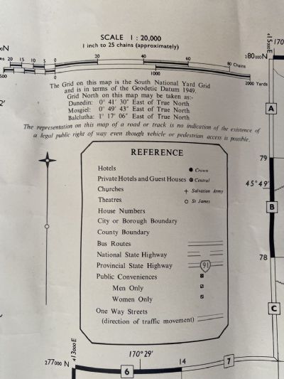 VINTAGE MAP: Dunedin and surrounds / Mosgiel / Balclutha / Fairfield