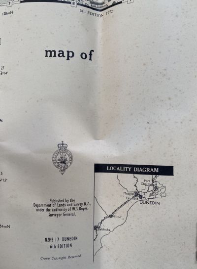 VINTAGE MAP: Dunedin and surrounds / Mosgiel / Balclutha / Fairfield