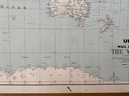 VINTAGE MAP: UBD Wall Map of The World