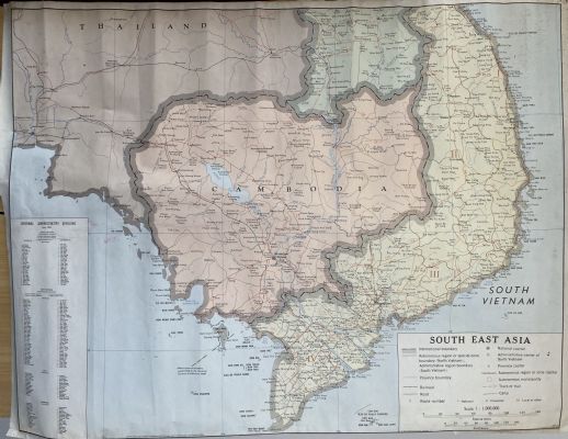 VINTAGE MAP: South East Asia - Cambodia / Thailand / South Vietnam 