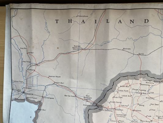 VINTAGE MAP: South East Asia - Cambodia / Thailand / South Vietnam