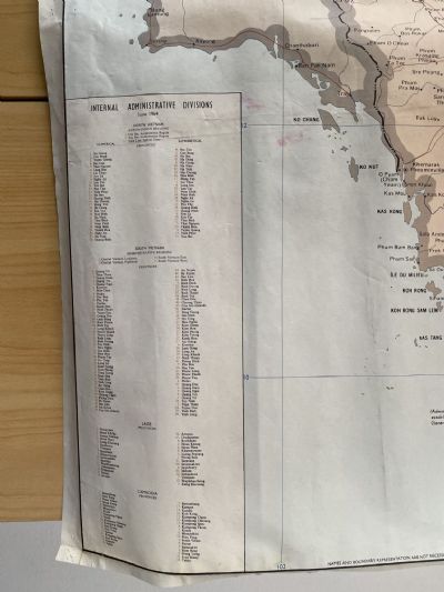 VINTAGE MAP: South East Asia - Cambodia / Thailand / South Vietnam