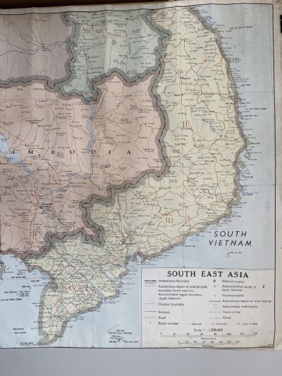 VINTAGE MAP: South East Asia - Cambodia / Thailand / South Vietnam