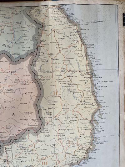 VINTAGE MAP: South East Asia - Cambodia / Thailand / South Vietnam