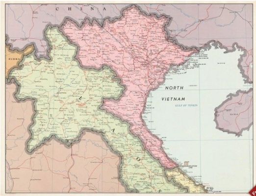 VINTAGE MAP: South East Asia - North Vietnam / Laos / China 