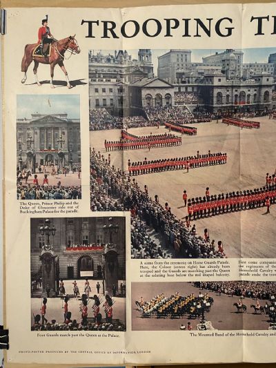 VINTAGE POSTER: Trooping The Colour - Queen Elizabeth II 1950s