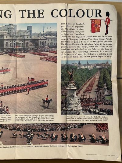 VINTAGE POSTER: Trooping The Colour - Queen Elizabeth II 1950s