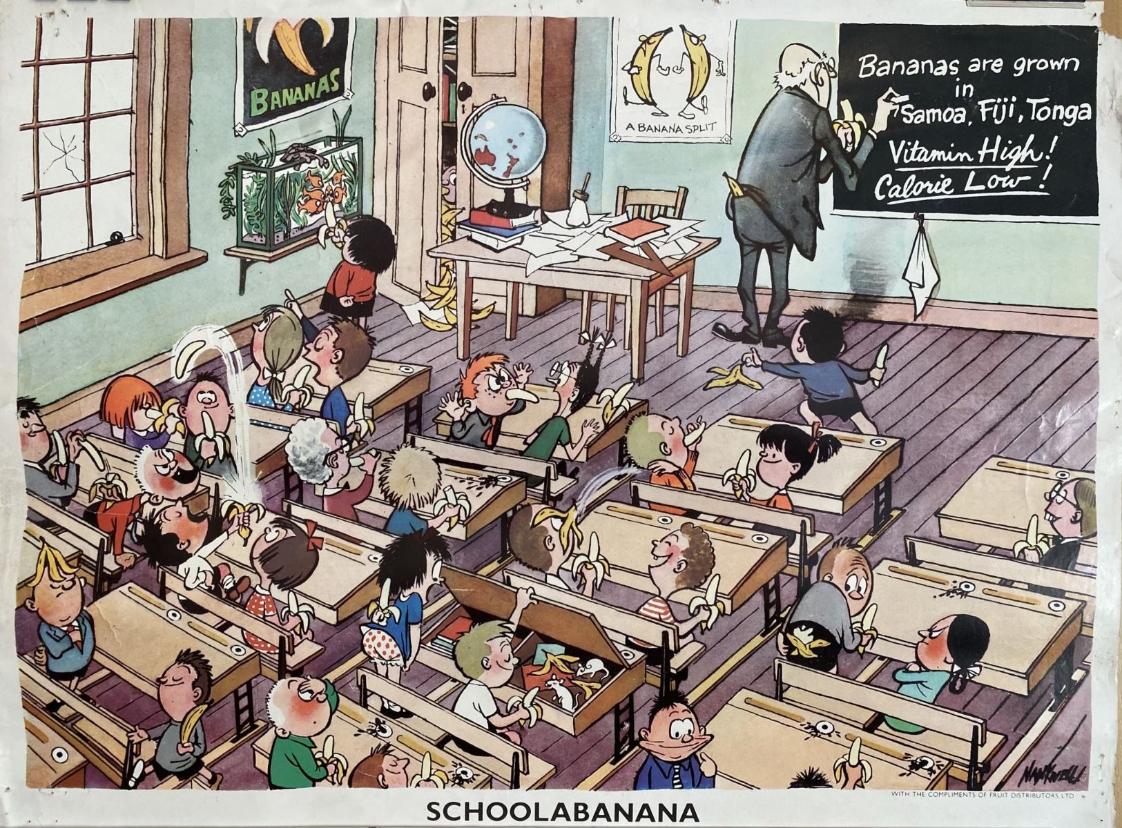 VINTAGE POSTER: Schoolabanana