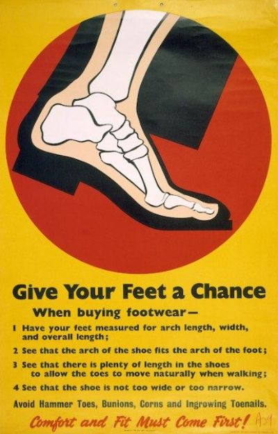 VINTAGE POSTER: Give Your Feet a Chance - When buying footwear 