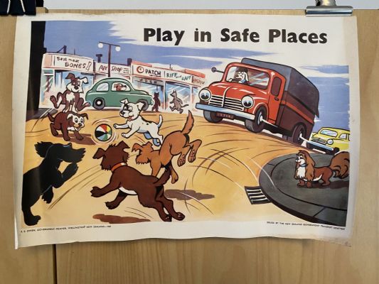 VINTAGE POSTER: New Zealand Transport Department / Children's Road Safety