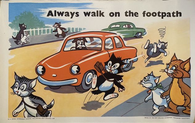 VINTAGE POSTER: New Zealand Transport Department / Children's Road Safety 