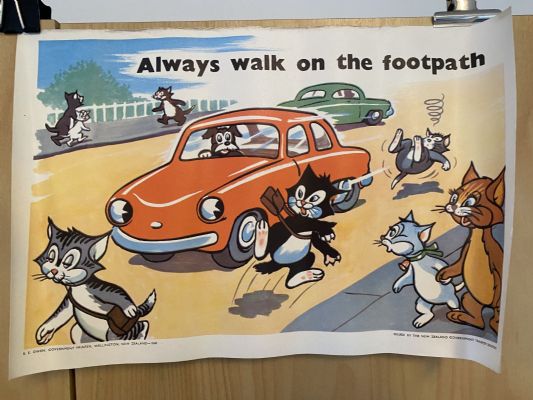 VINTAGE POSTER: New Zealand Transport Department / Children's Road Safety