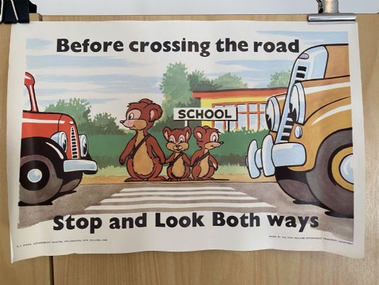 VINTAGE POSTER: New Zealand Transport Department / Children's Road Safety