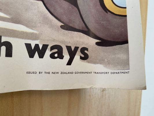 VINTAGE POSTER: New Zealand Transport Department / Children's Road Safety