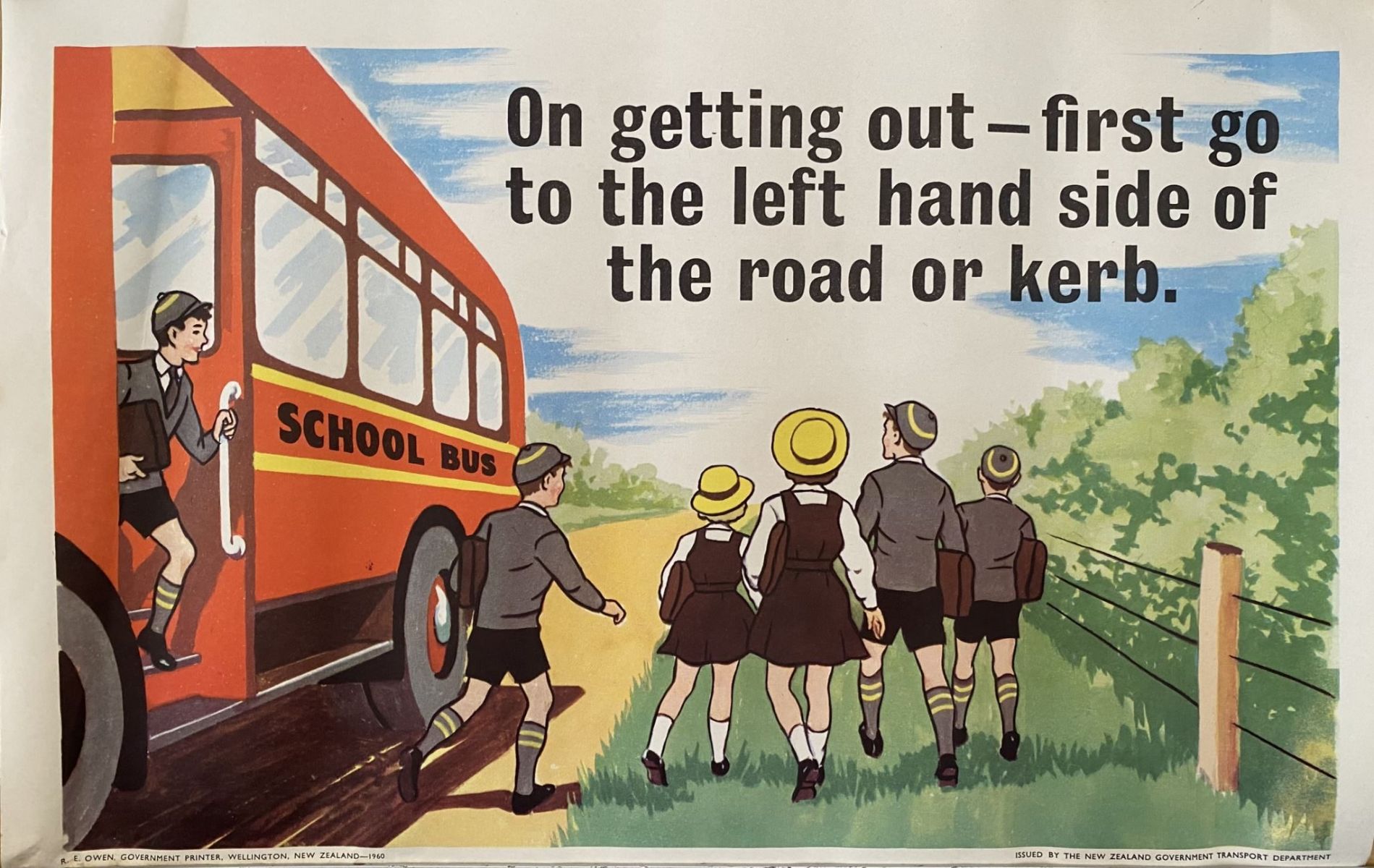 VINTAGE POSTER: New Zealand Transport Department / Children's Road Safety