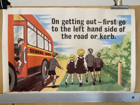 VINTAGE POSTER: New Zealand Transport Department / Children's Road Safety