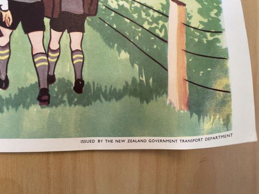 VINTAGE POSTER: New Zealand Transport Department / Children's Road Safety