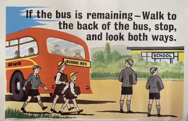 VINTAGE POSTER: New Zealand Transport Department / Children's Road Safety 