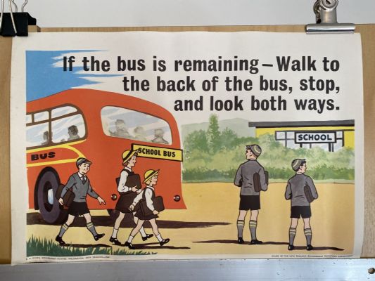 VINTAGE POSTER: New Zealand Transport Department / Children's Road Safety