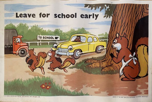 VINTAGE POSTER: New Zealand Transport Department / Children's Road Safety 