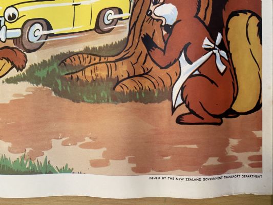 VINTAGE POSTER: New Zealand Transport Department / Children's Road Safety