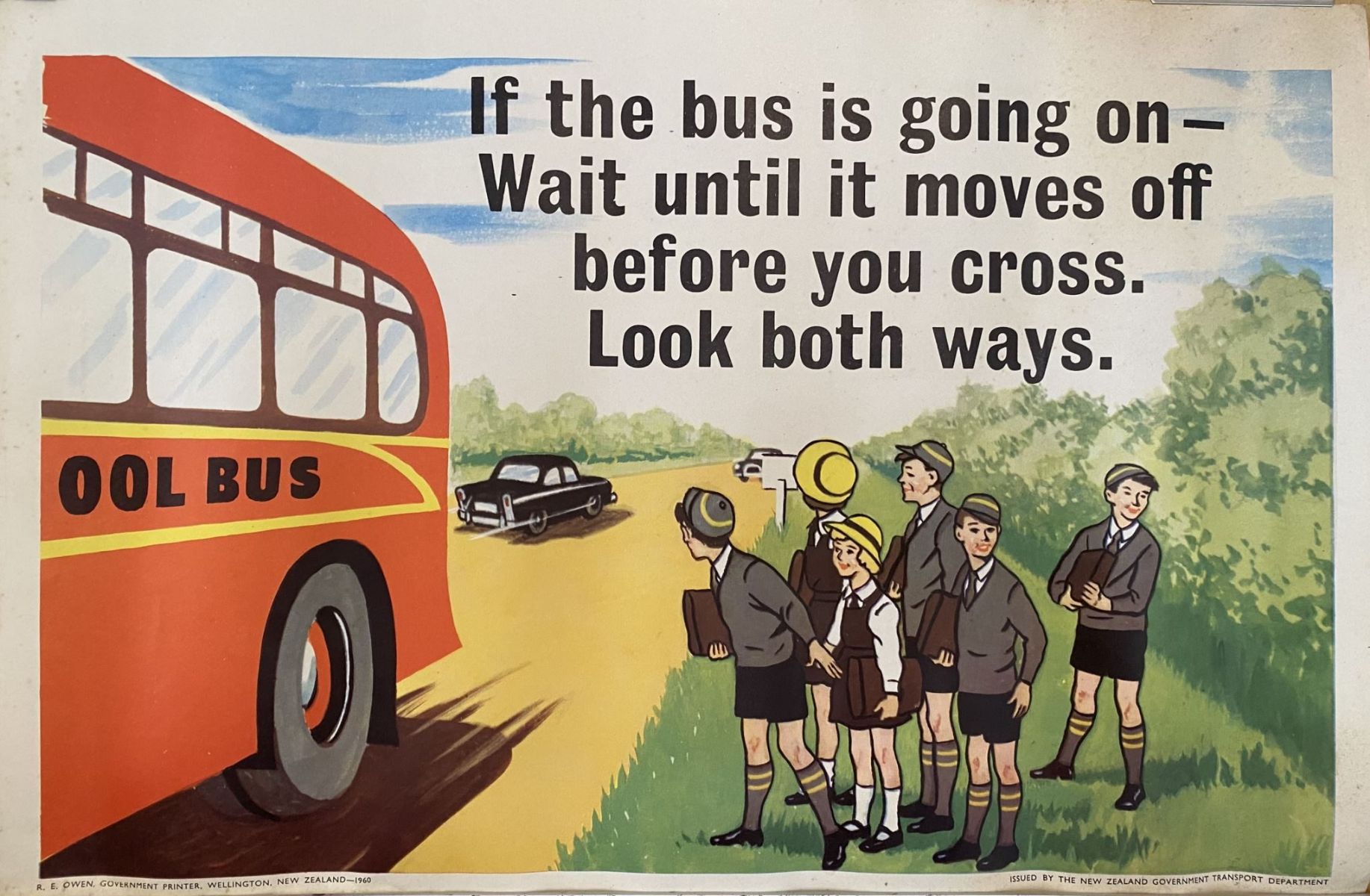 VINTAGE POSTER: New Zealand Transport Department / Children's Road Safety