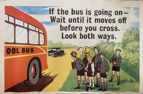 VINTAGE POSTER: New Zealand Transport Department / Children's Road Safety 