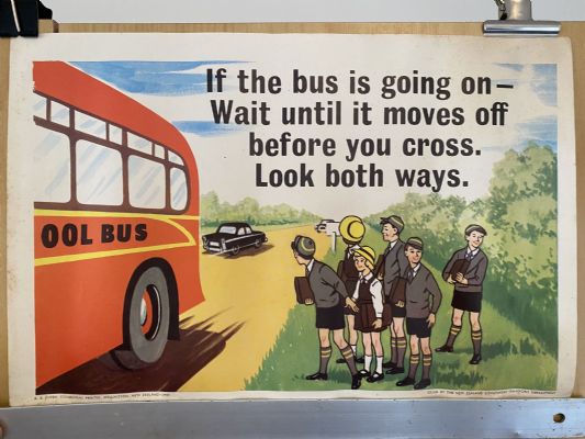 VINTAGE POSTER: New Zealand Transport Department / Children's Road Safety