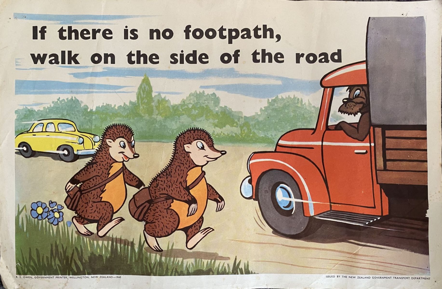 VINTAGE POSTER: New Zealand Transport Department / Children's Road Safety