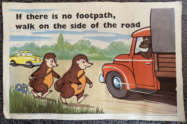 VINTAGE POSTER: New Zealand Transport Department / Children's Road Safety