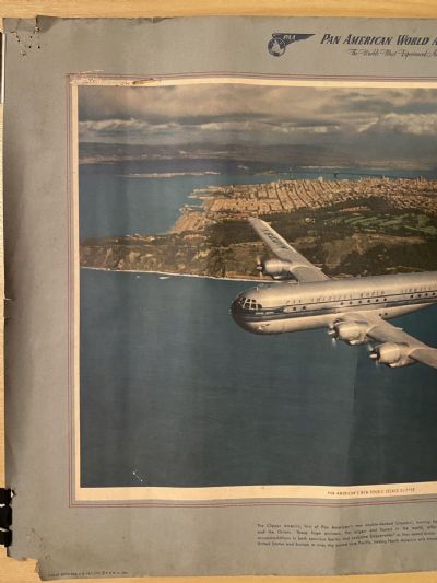 VINTAGE POSTER: Pan American World Airways - Boeing 377 Stratocruiser 1949