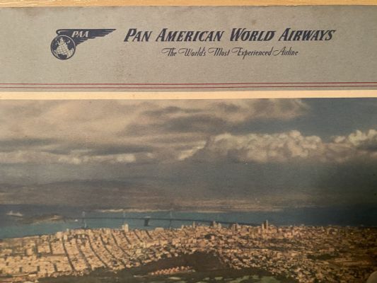 VINTAGE POSTER: Pan American World Airways - Boeing 377 Stratocruiser 1949