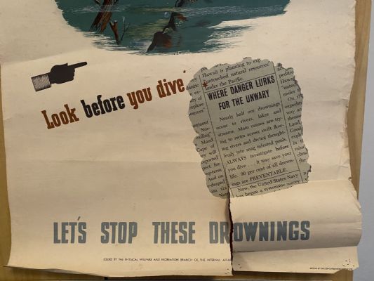 VINTAGE POSTER: Look before you dive - let's stop these drownings
