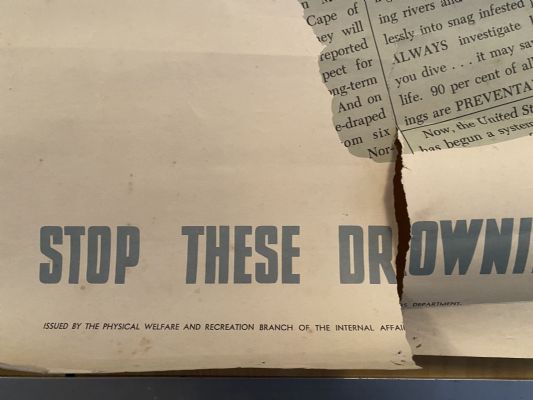 VINTAGE POSTER: Look before you dive - let's stop these drownings