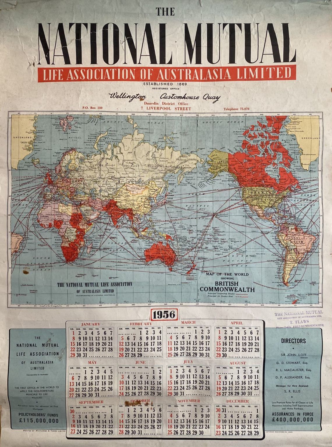 VINTAGE CALENDAR: The National Mutual Life Association of Australasia 1956