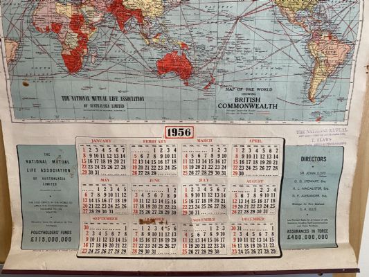 VINTAGE CALENDAR: The National Mutual Life Association of Australasia 1956