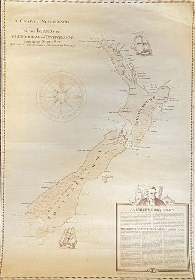 VINTAGE MAP: A Chart of New Zealand