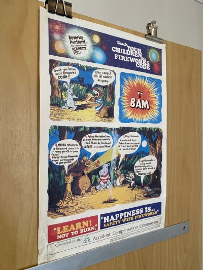 VINTAGE POSTER: Safety with Fireworks - Accident Compensation Commission